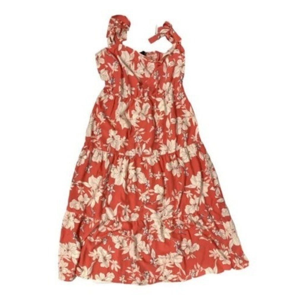 Social Standard Tied Sundress Coral/Cream Size Large